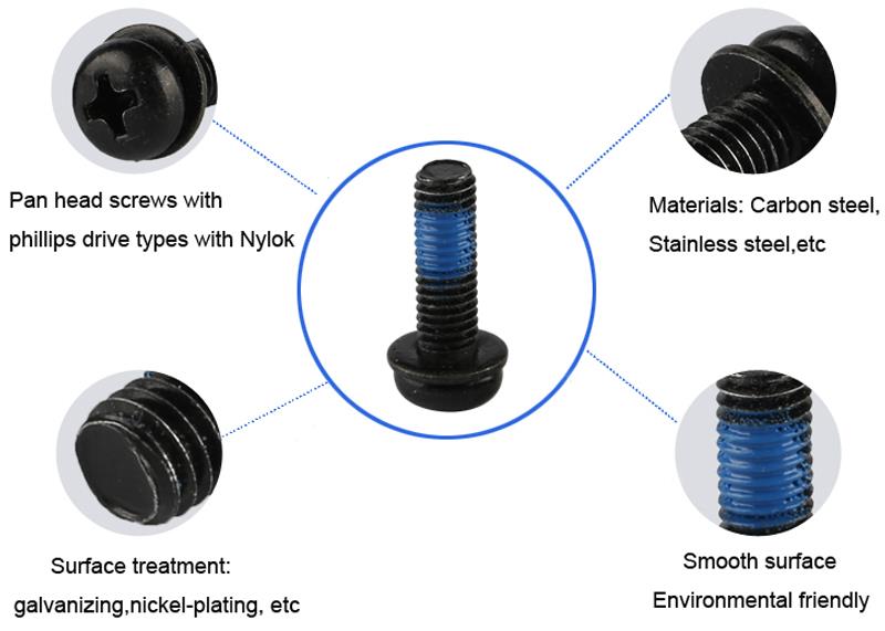sheet metal screw with washer and nylok